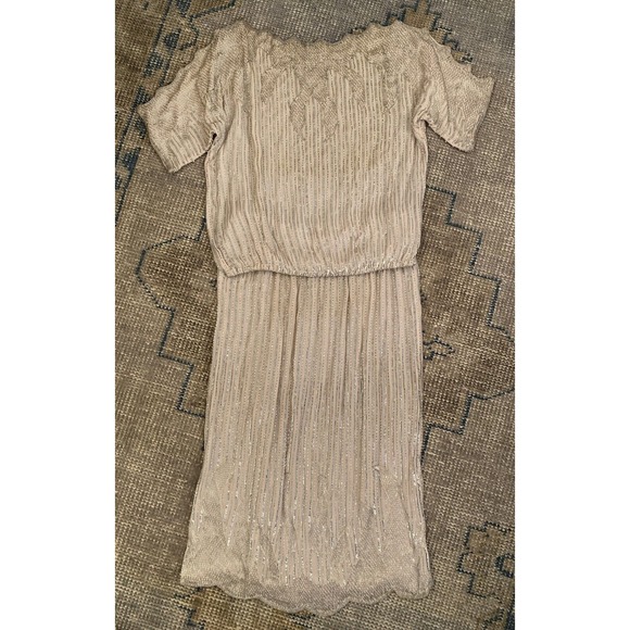 Judith Ann Creations‎ Beaded Silk 2 Piece Women's M Pale Pink Lined Sequin Silk